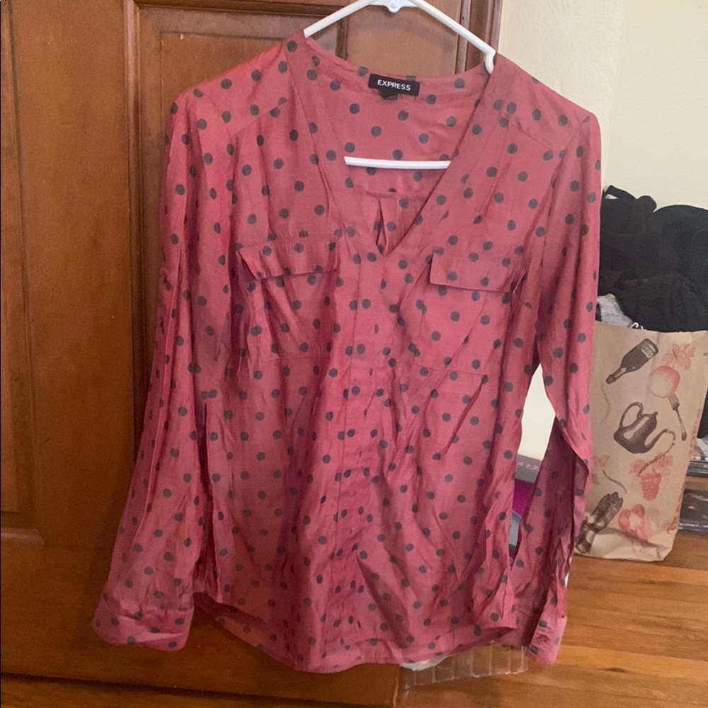 Express Red Polka Dot Women's Top - size small